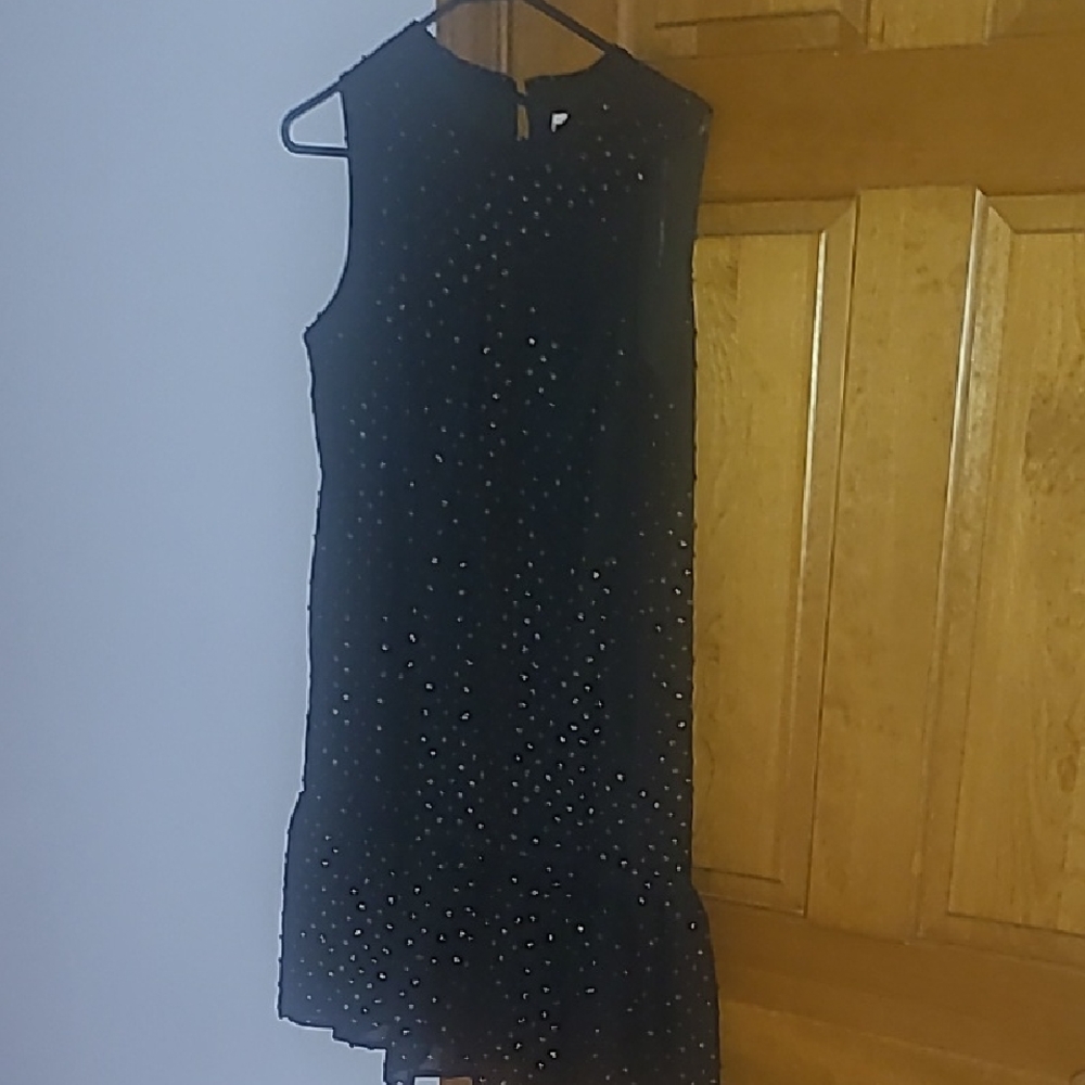 Nicole Miller Black gold foil print Sleeveless  Mini Dress
